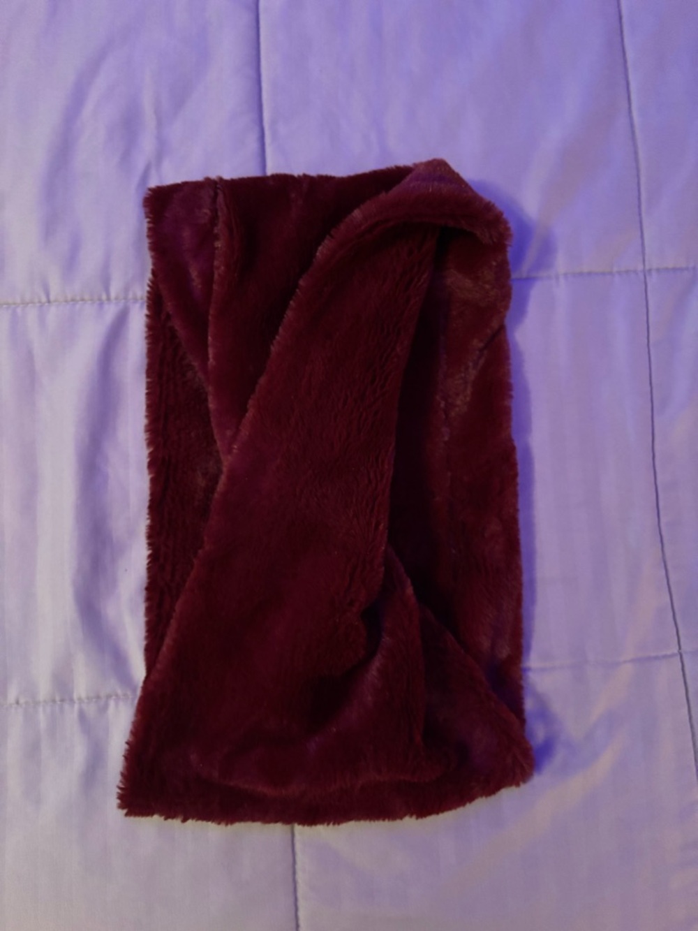 Plush Faux Fur Burgundy Scarf